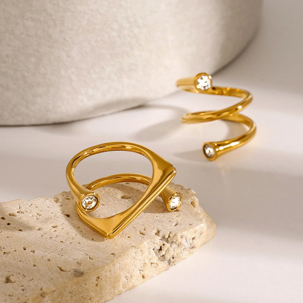 Asymmetrical Triple Wrap Diamond Tip Rings