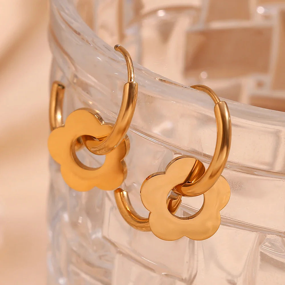Dainty Floral Huggie Hoop Earrings