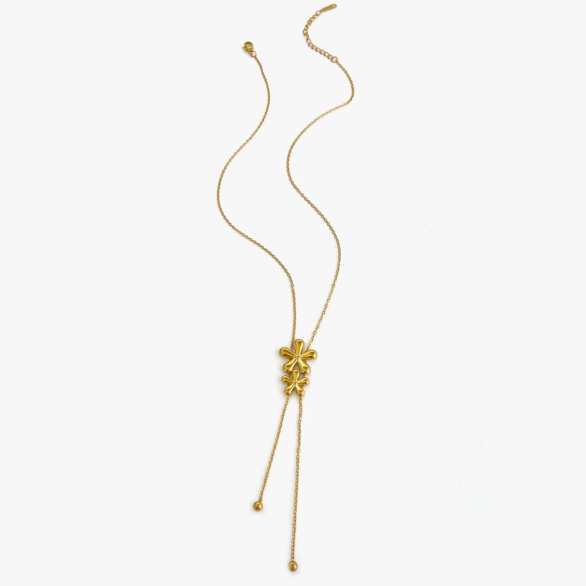 18k Feminine Floral Tassel Necklace