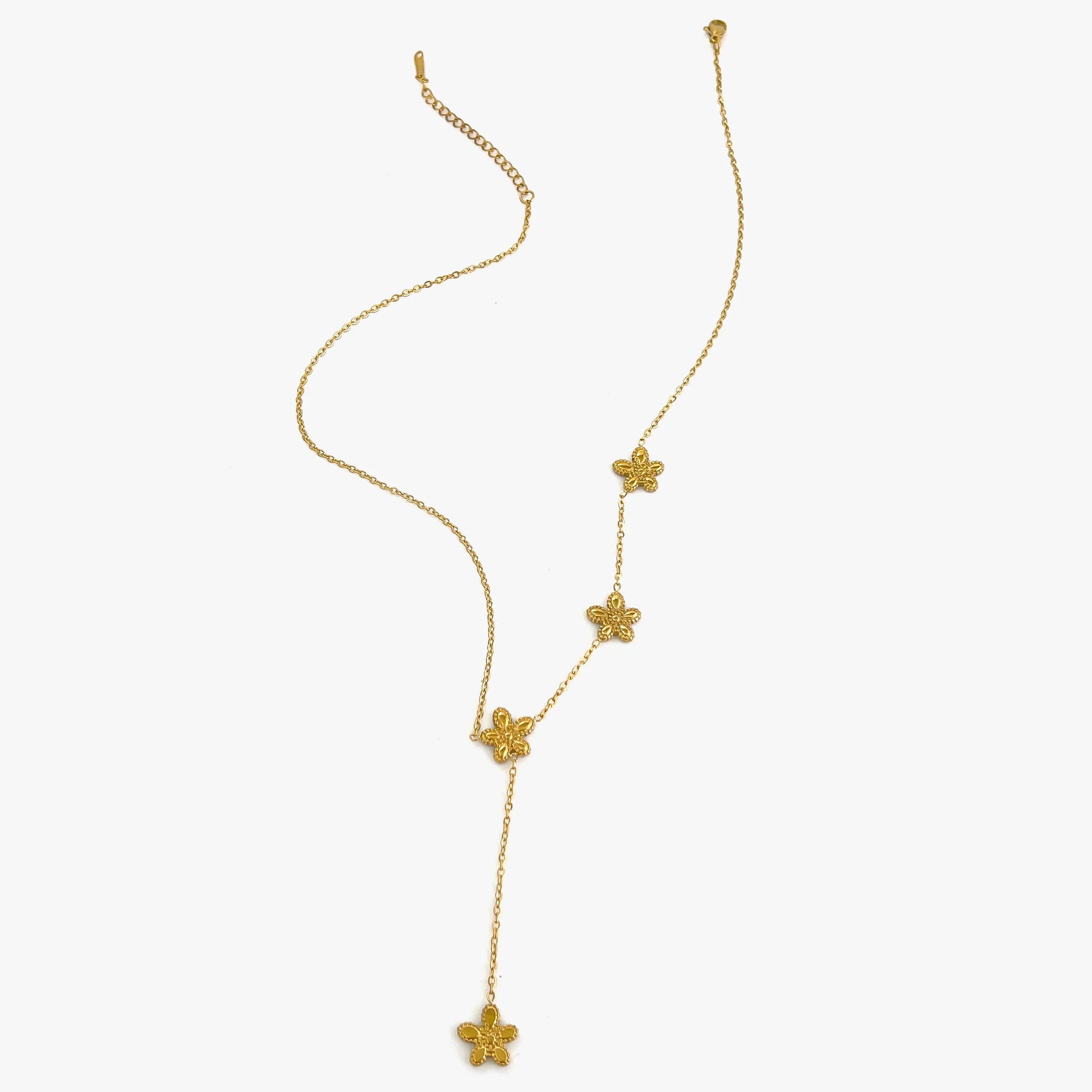 18k Feminine Floral Tassel Necklace