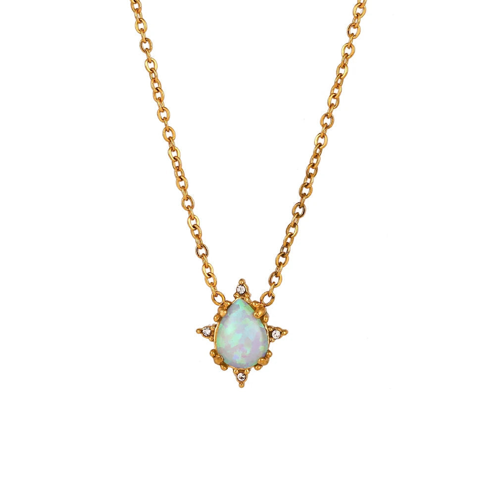 Dainty Iridescent Opal Necklace, Bracelet, Earrings