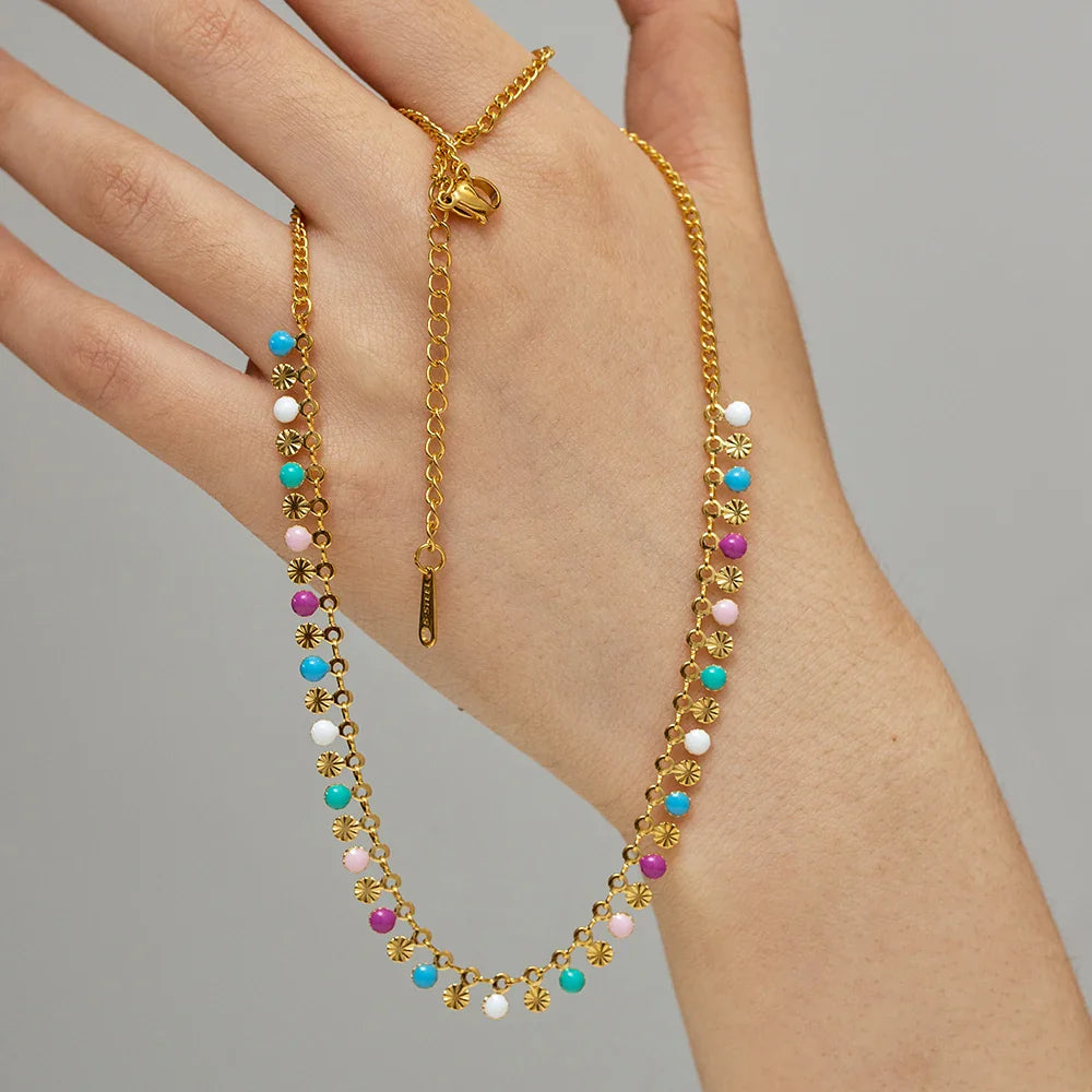 Bohemian Colorful Droplet Necklace