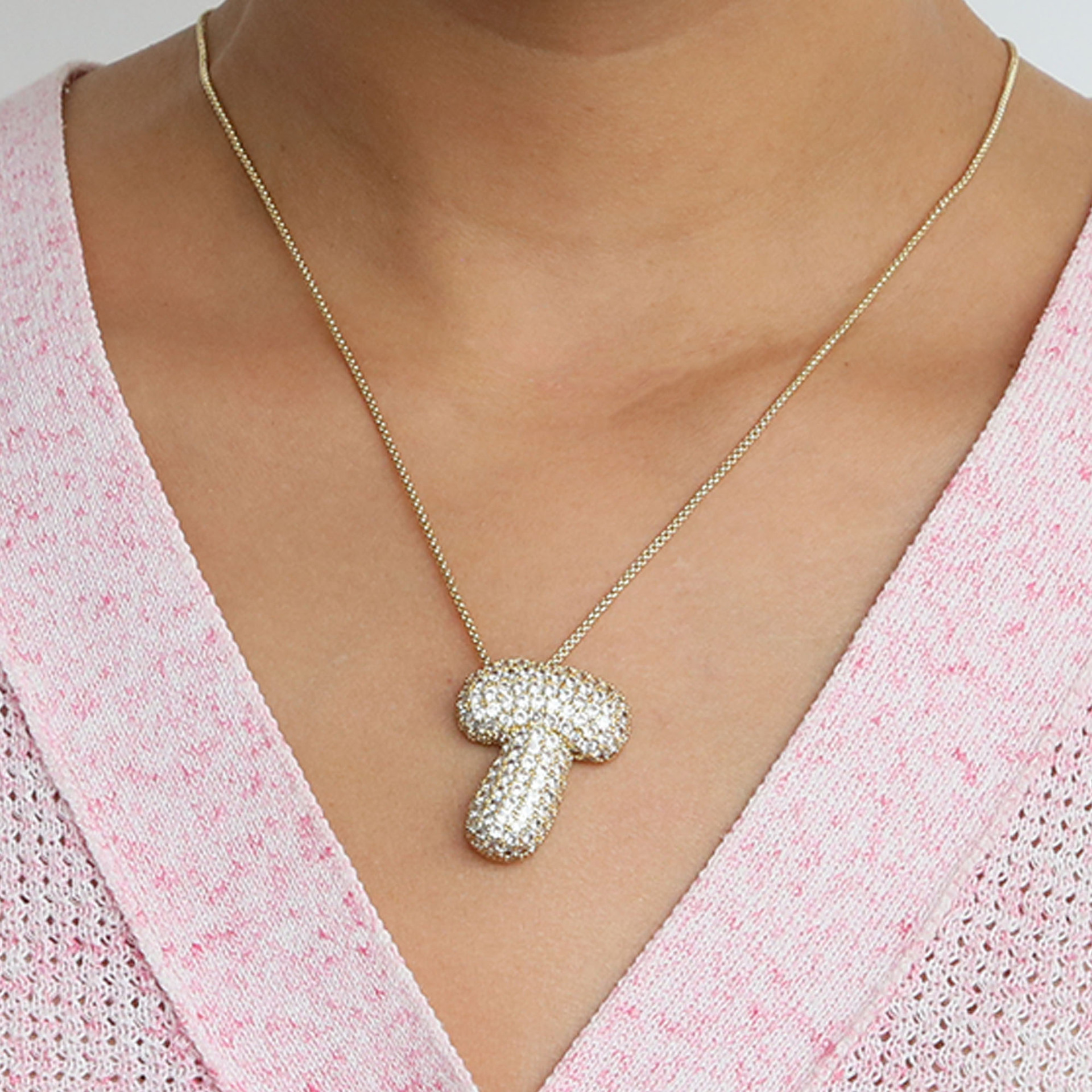 Chunky Bubble Diamond Dazzle Initial Necklaces