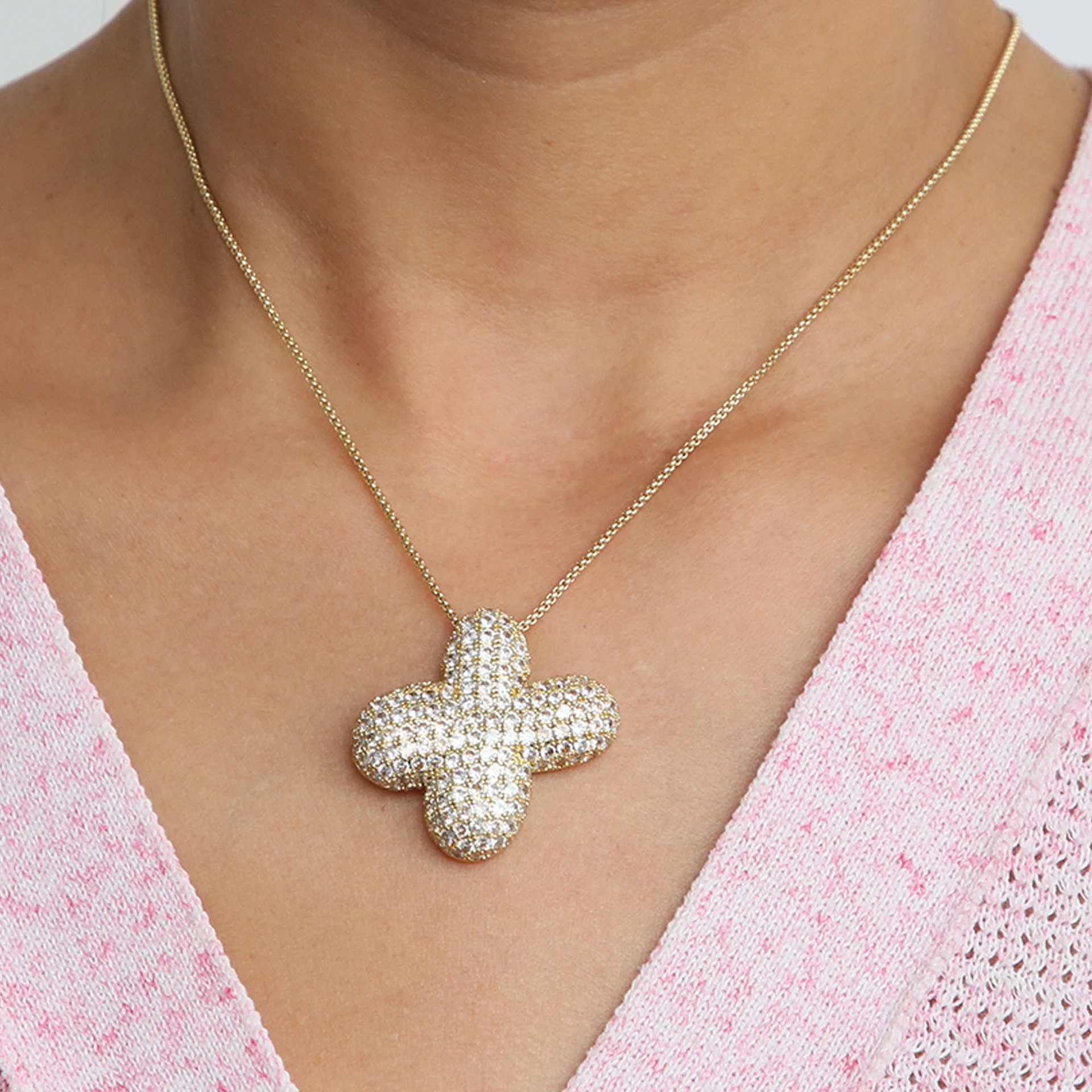Chunky Bubble Diamond Dazzle Initial Necklaces