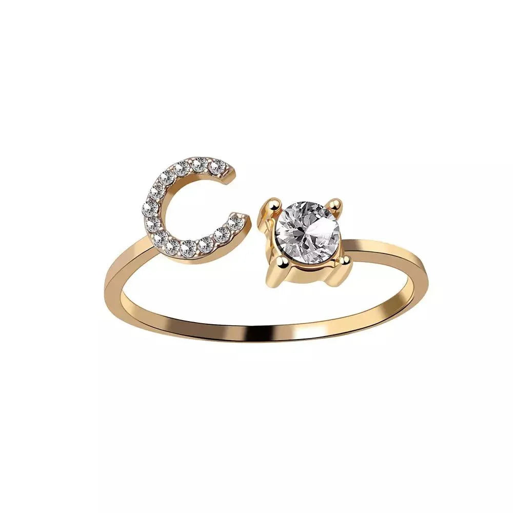 Adjustable Letter Initial Ring - Aryomi