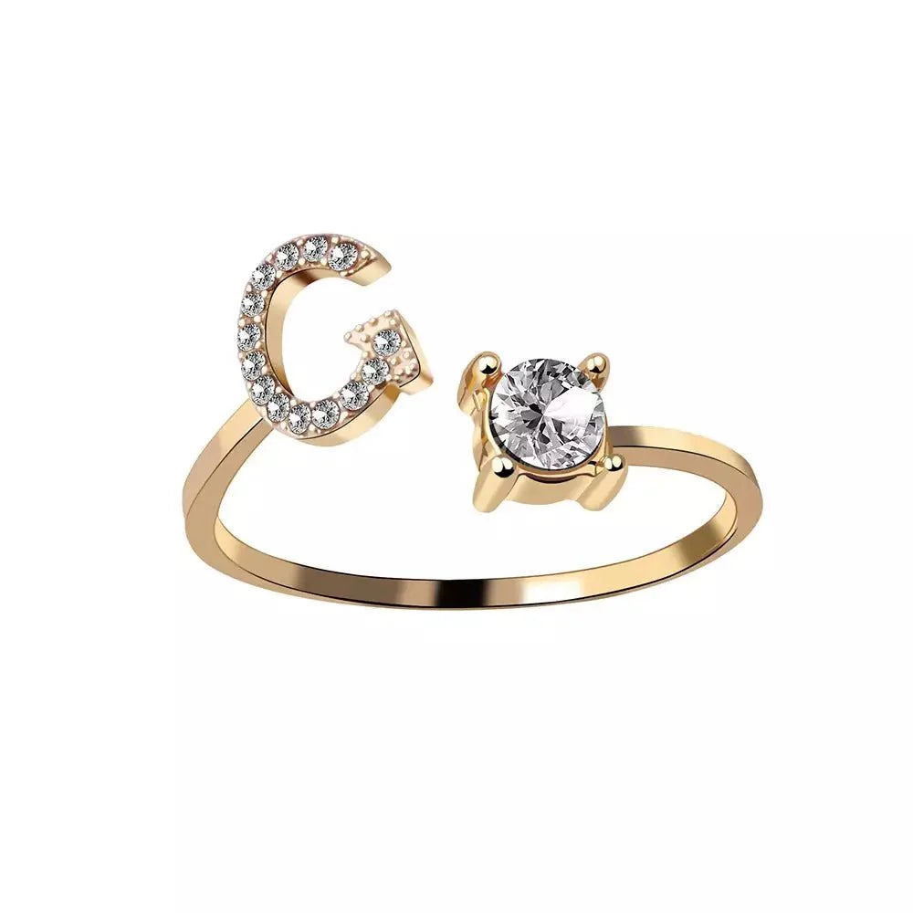 Adjustable Letter Initial Ring - Aryomi