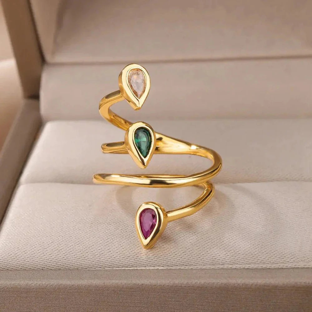 Adjustable Multi - Color Water Drop Rings - Aryomi
