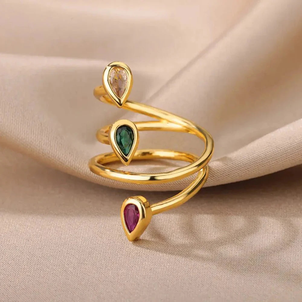 Adjustable Multi - Color Water Drop Rings - Aryomi