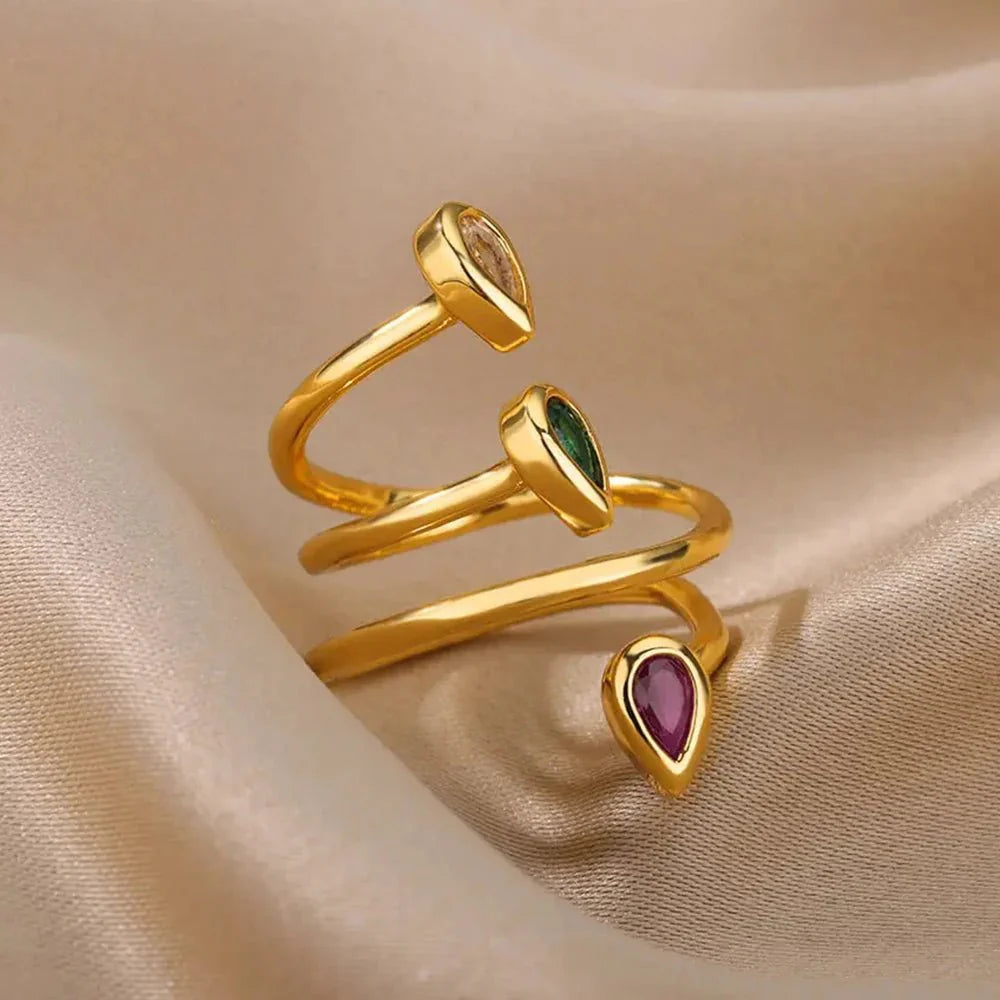 Adjustable Multi - Color Water Drop Rings - Aryomi