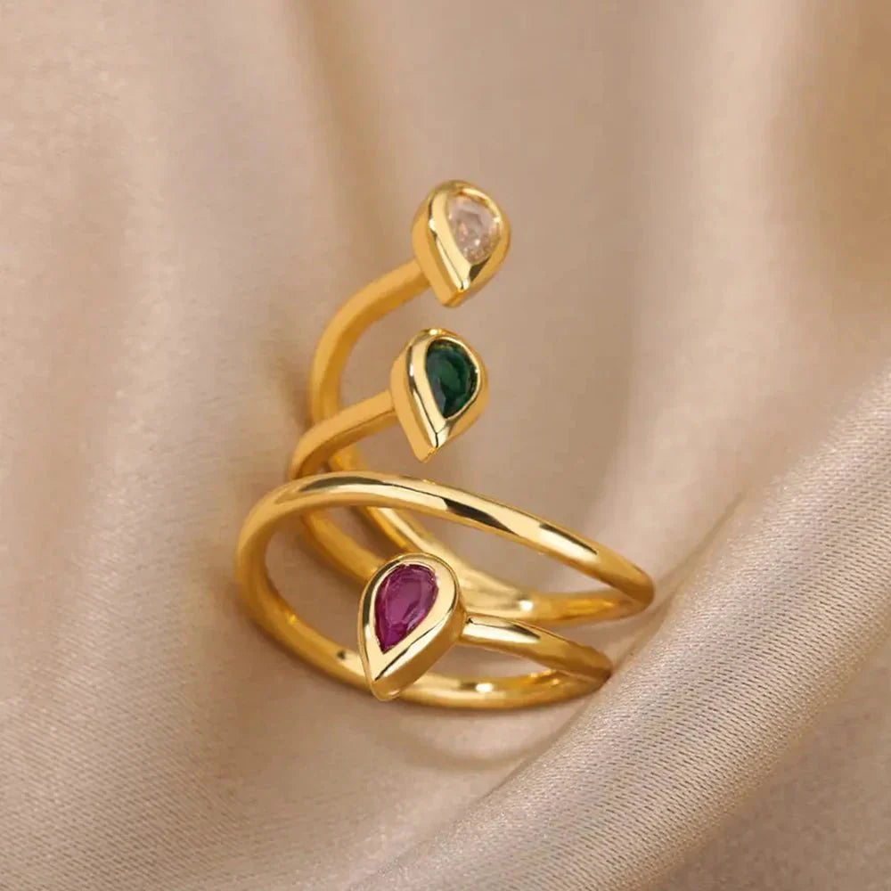Adjustable Multi - Color Water Drop Rings - Aryomi