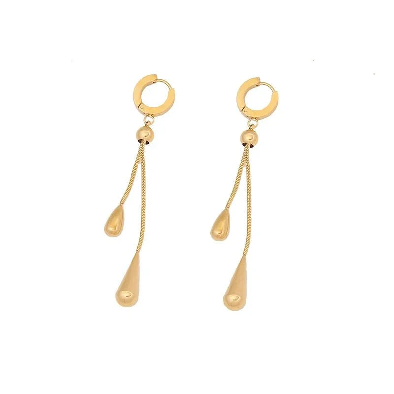 Adjustable Pull Droplet Lariat Necklace and Earrings - Aryomi