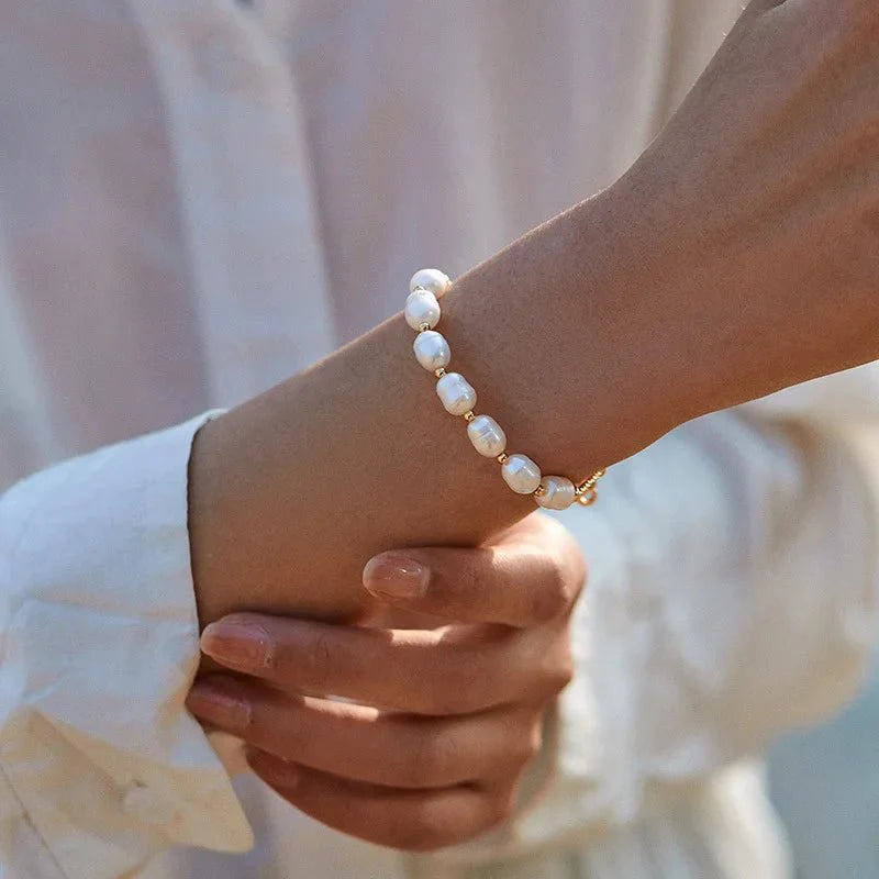 Boho Gold Accented Pearl Bracelets - Aryomi