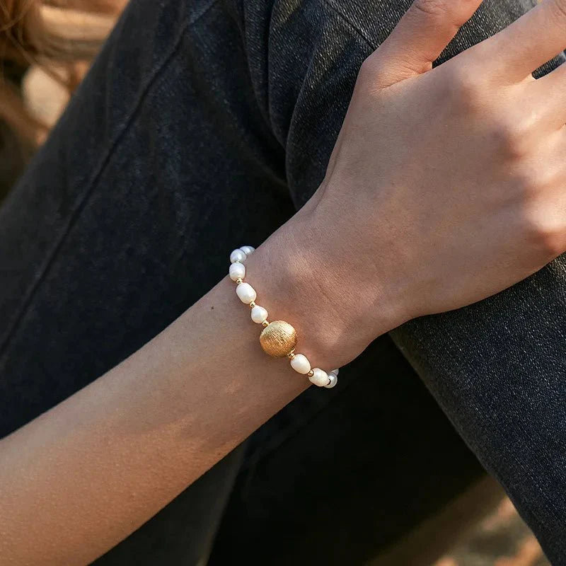 Boho Gold Accented Pearl Bracelets - Aryomi