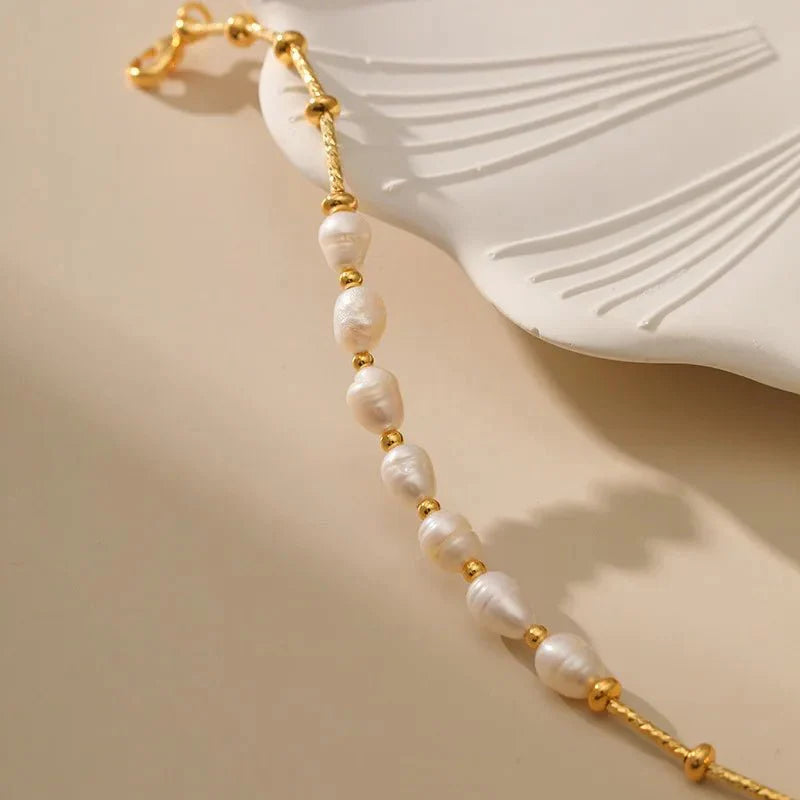 Boho Gold Accented Pearl Bracelets - Aryomi