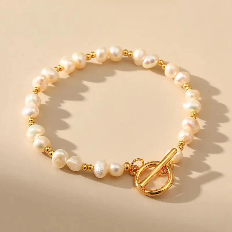 Boho Gold Accented Pearl Bracelets - Aryomi