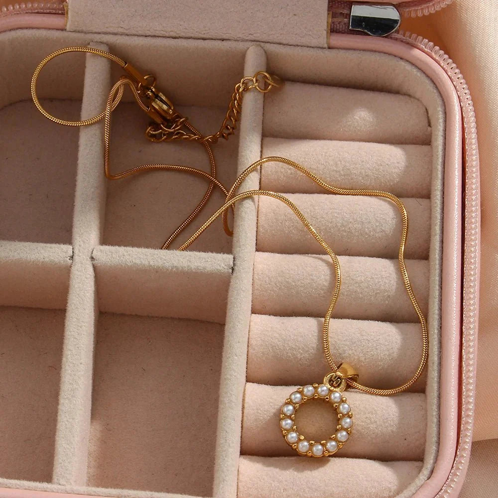 Bold Pearl Letter Initial Necklace - Aryomi