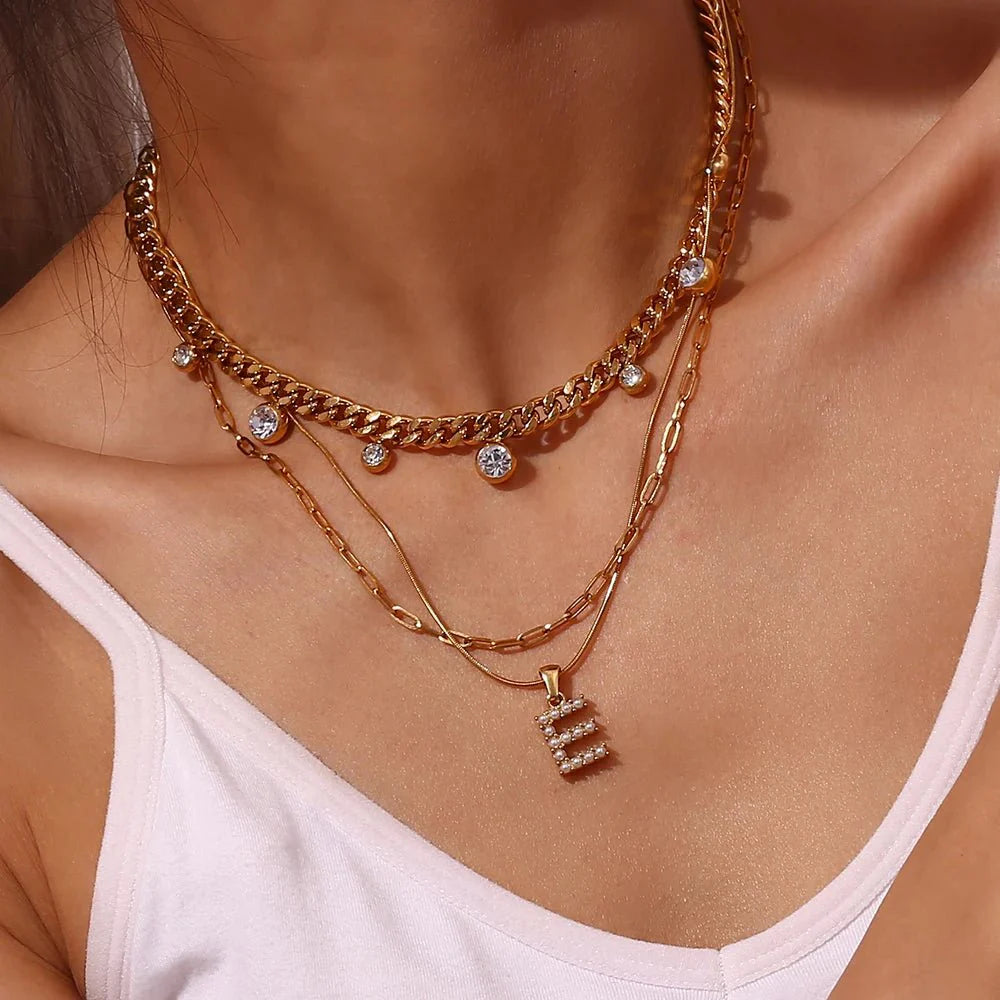 Bold Pearl Letter Initial Necklace - Aryomi
