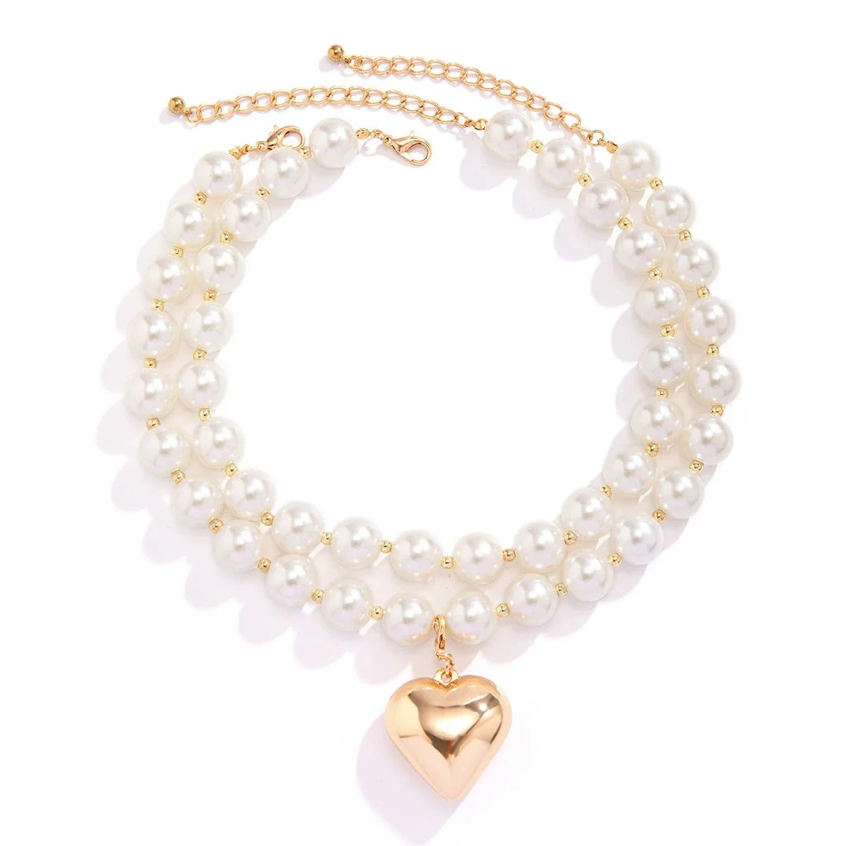 Bold Statement Pearl Layered Heart Necklace - Aryomi