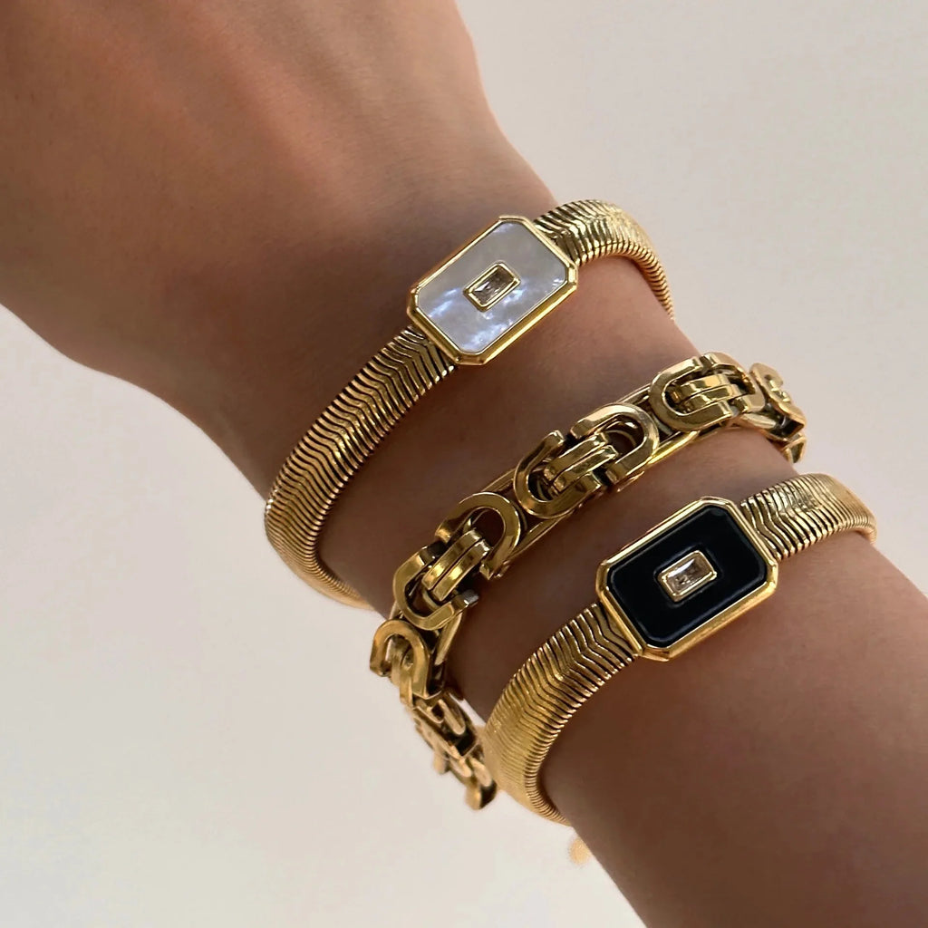 Chunky Chain & Herringbone Bracelets - Aryomi