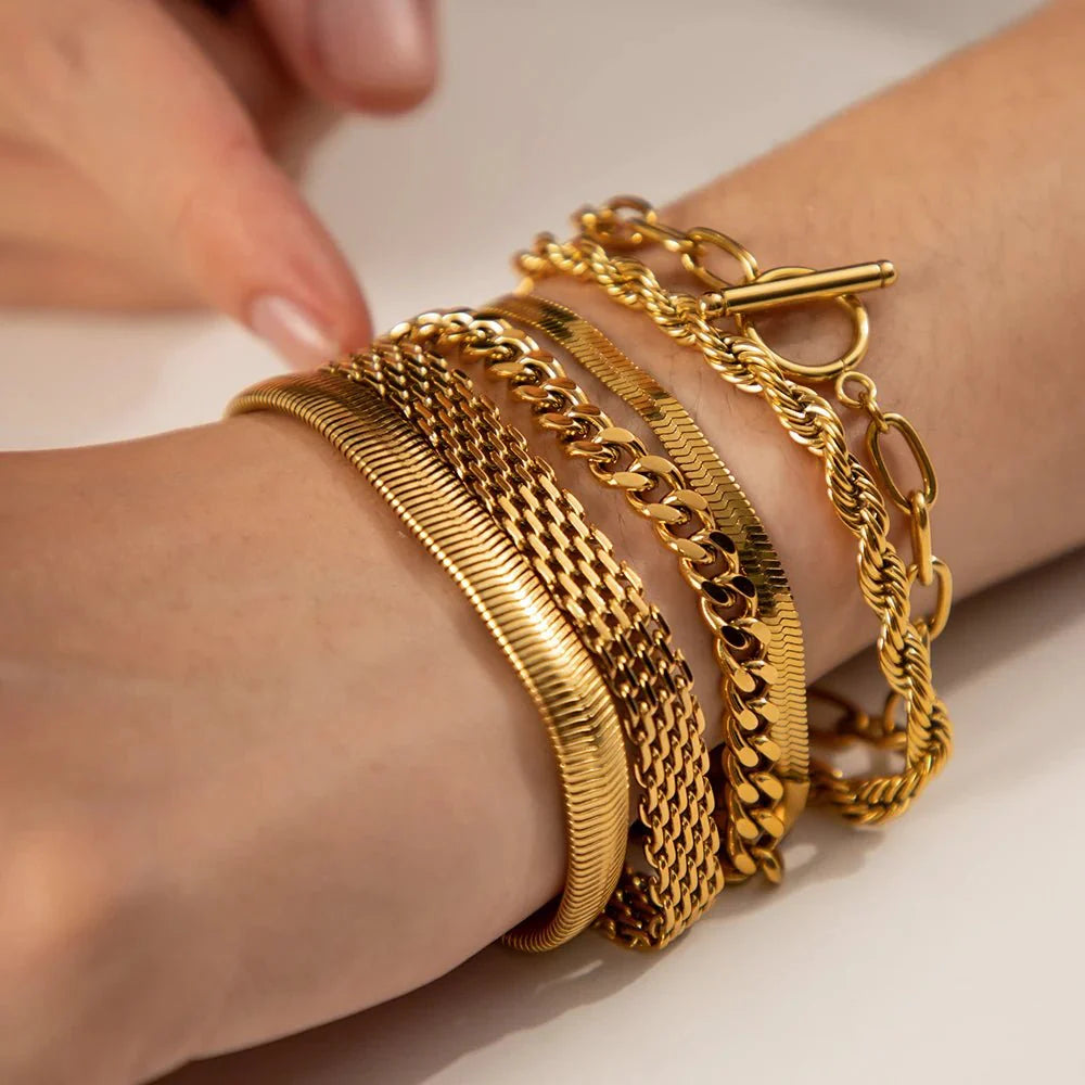 Classy Gold Mix & Match Bracelets - Aryomi