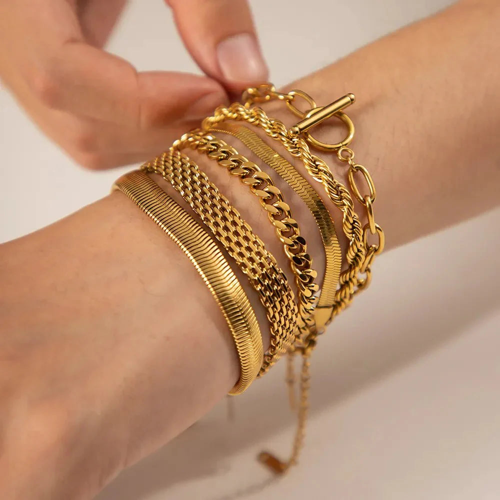 Classy Gold Mix & Match Bracelets - Aryomi