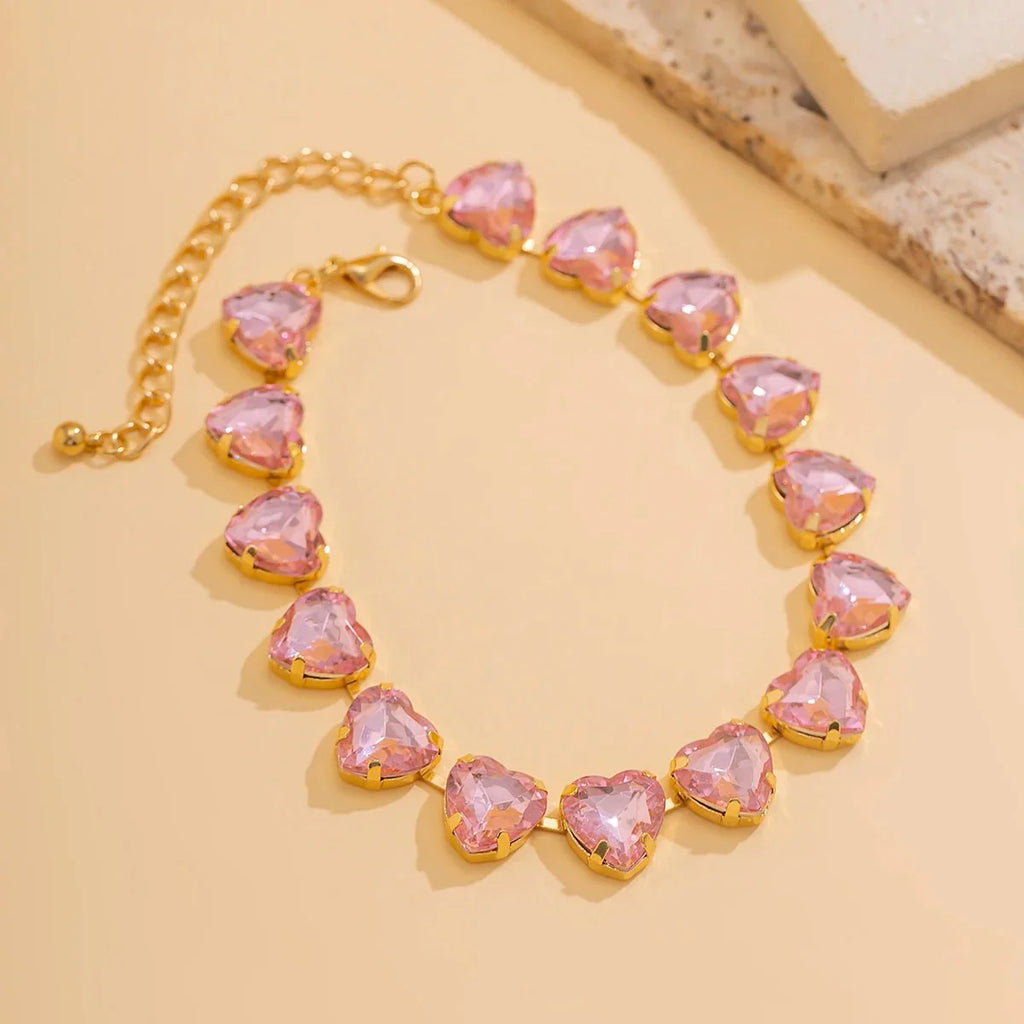 Crystal Heart Choker Necklace - Aryomi
