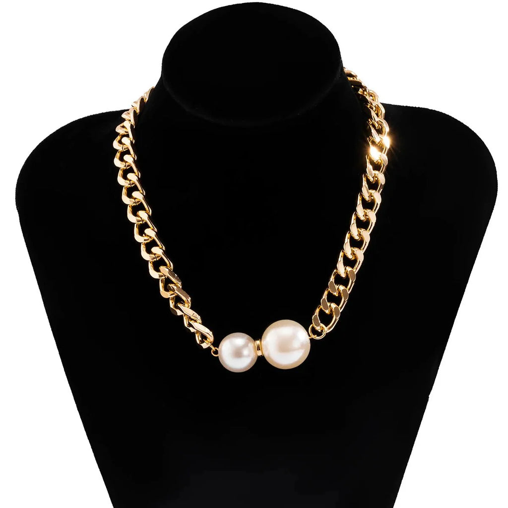 Cuban Link Chain Pearl Ends Necklace - Aryomi