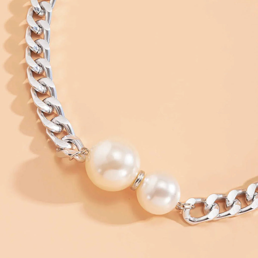 Cuban Link Chain Pearl Ends Necklace - Aryomi