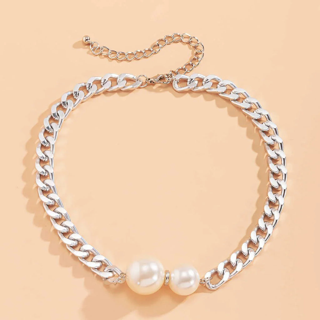 Cuban Link Chain Pearl Ends Necklace - Aryomi