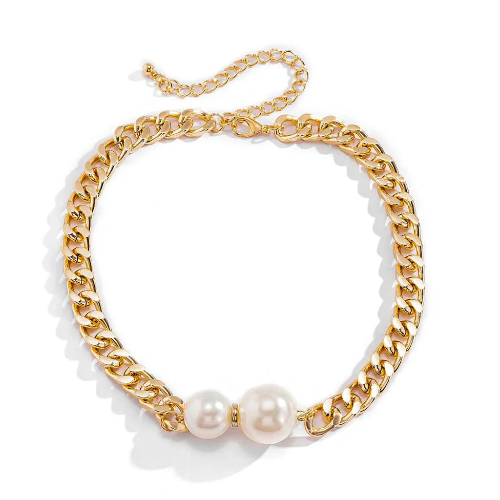 Cuban Link Chain Pearl Ends Necklace - Aryomi
