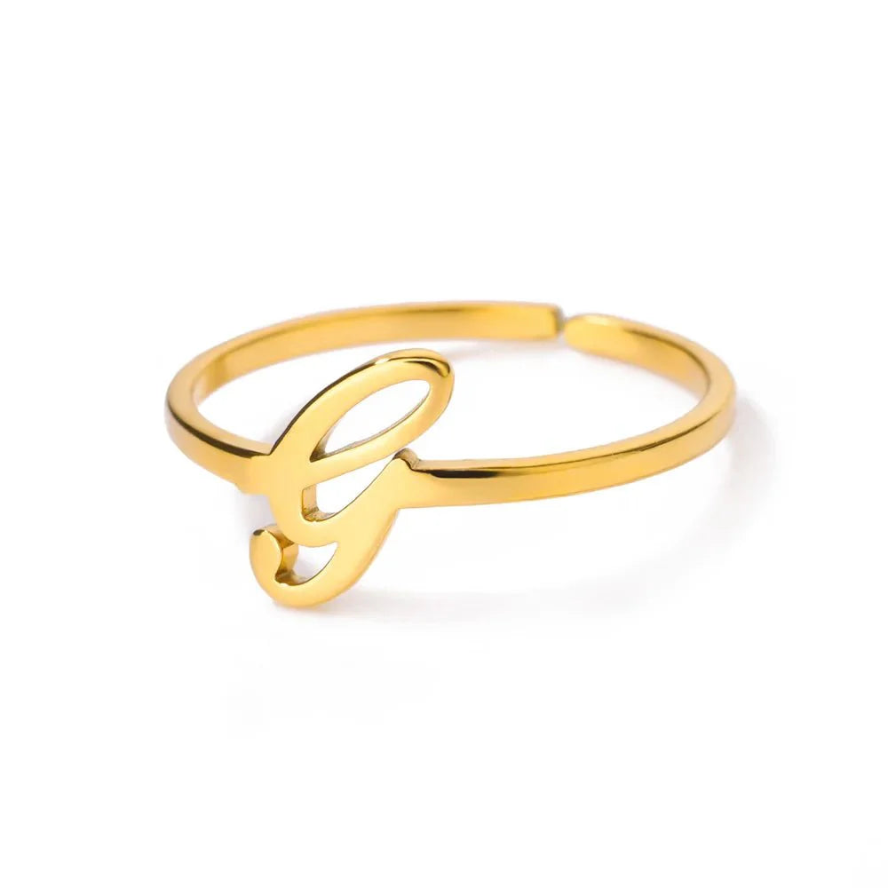 Dainty Adjustable Classy Letter Initial Rings - Aryomi