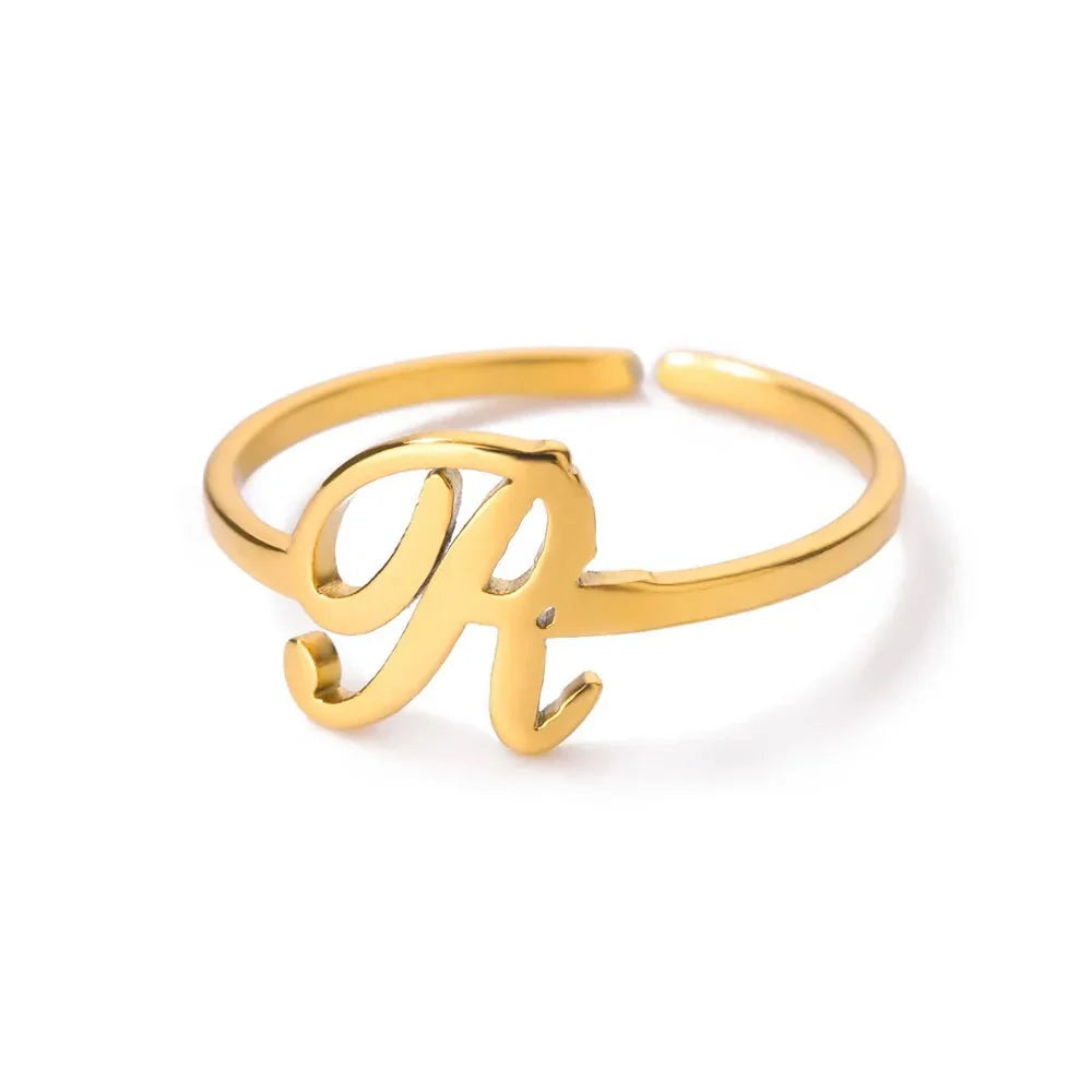 Dainty Adjustable Classy Letter Initial Rings - Aryomi