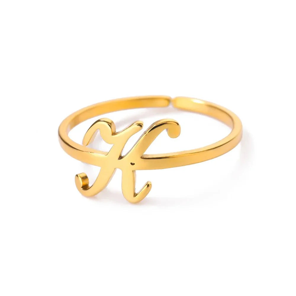 Dainty Adjustable Classy Letter Initial Rings - Aryomi