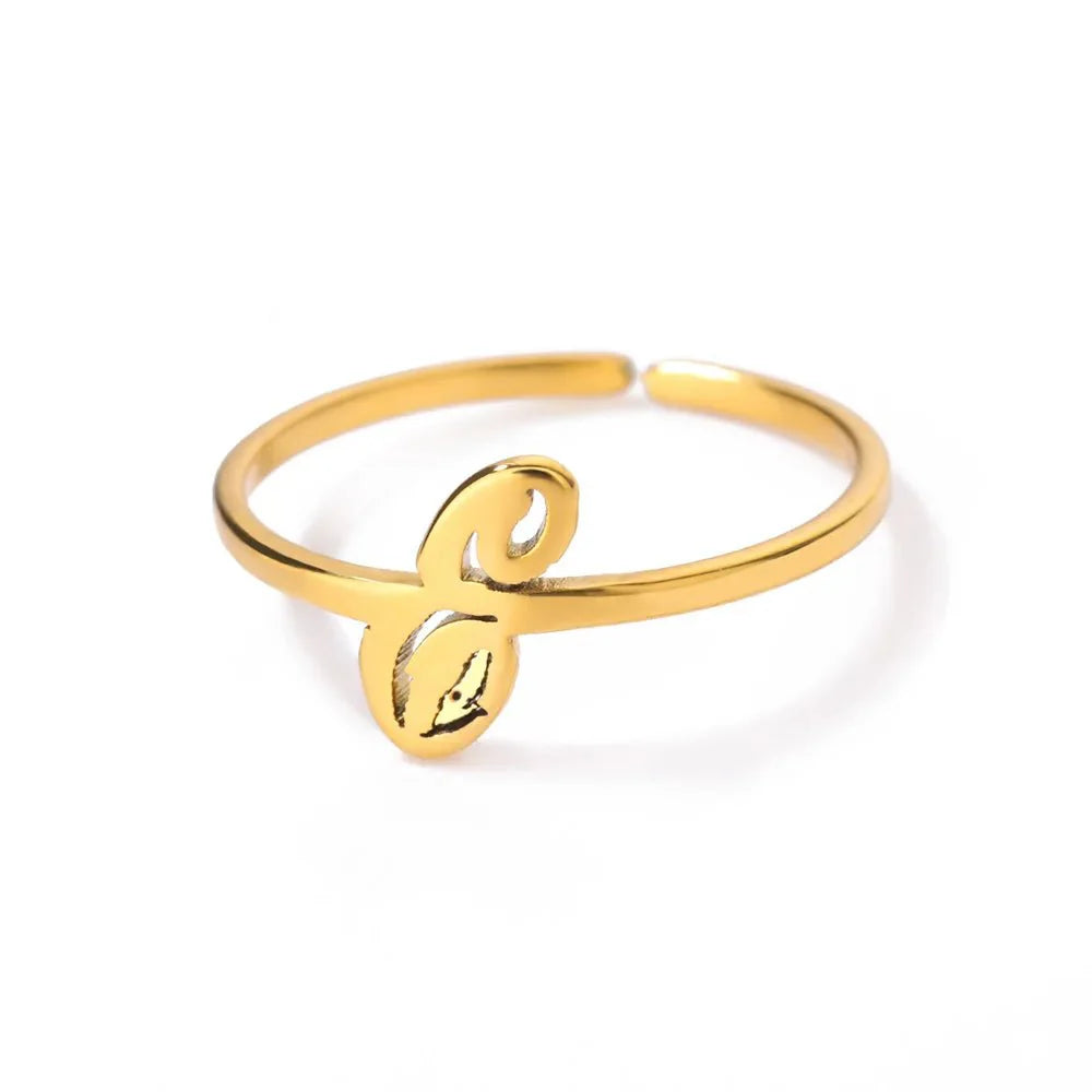 Dainty Adjustable Classy Letter Initial Rings - Aryomi