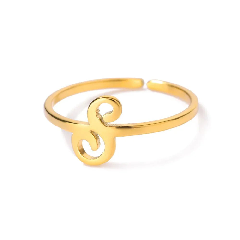Dainty Adjustable Classy Letter Initial Rings - Aryomi