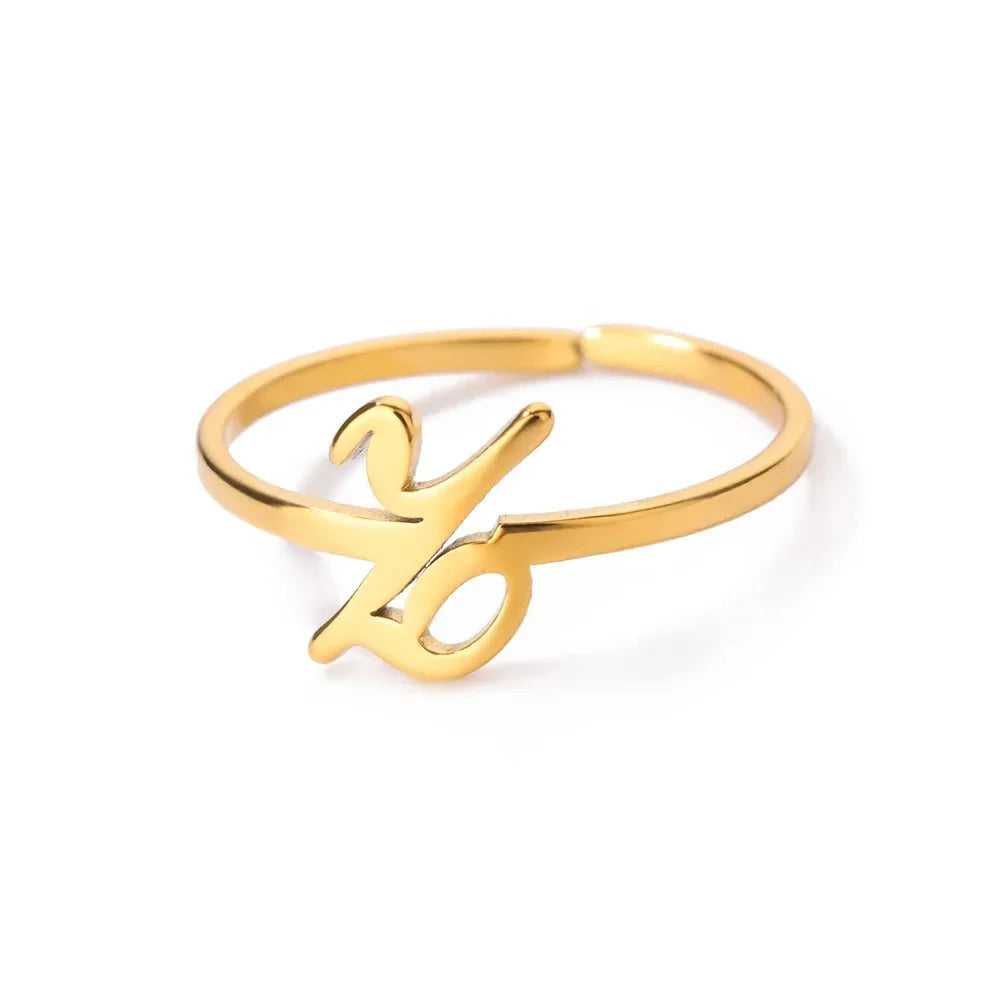 Dainty Adjustable Classy Letter Initial Rings - Aryomi