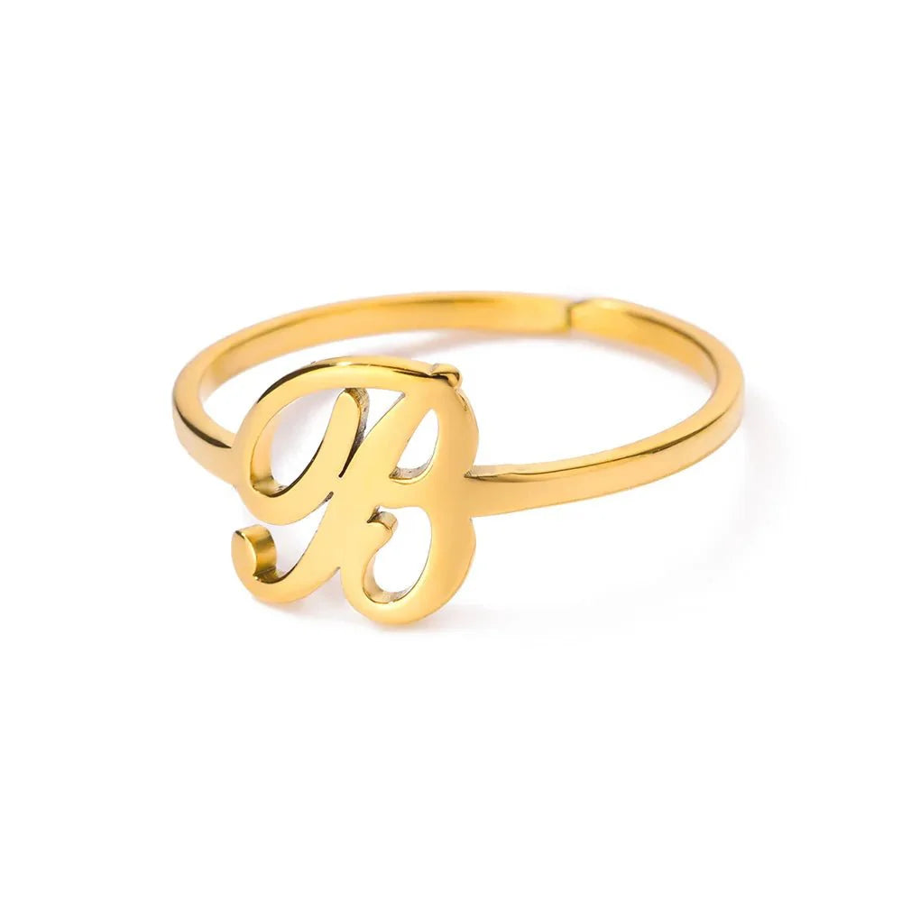 Dainty Adjustable Classy Letter Initial Rings - Aryomi