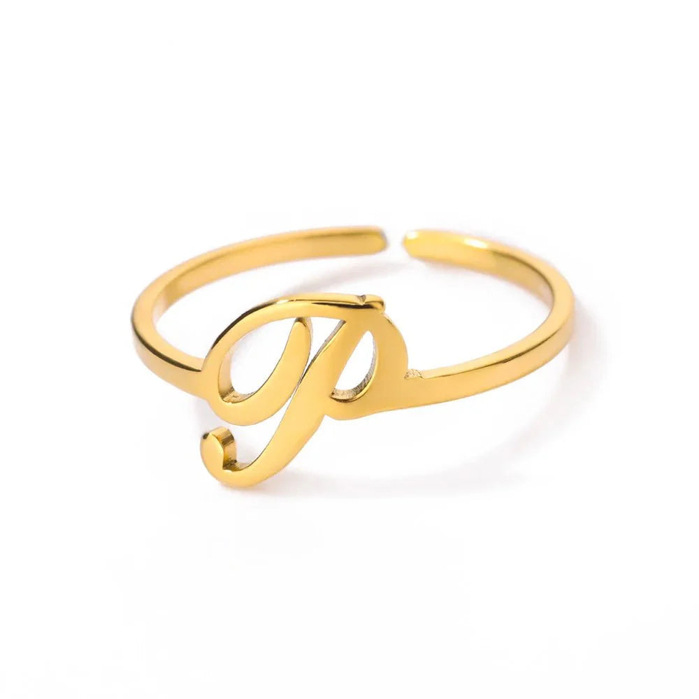 Dainty Adjustable Classy Letter Initial Rings - Aryomi
