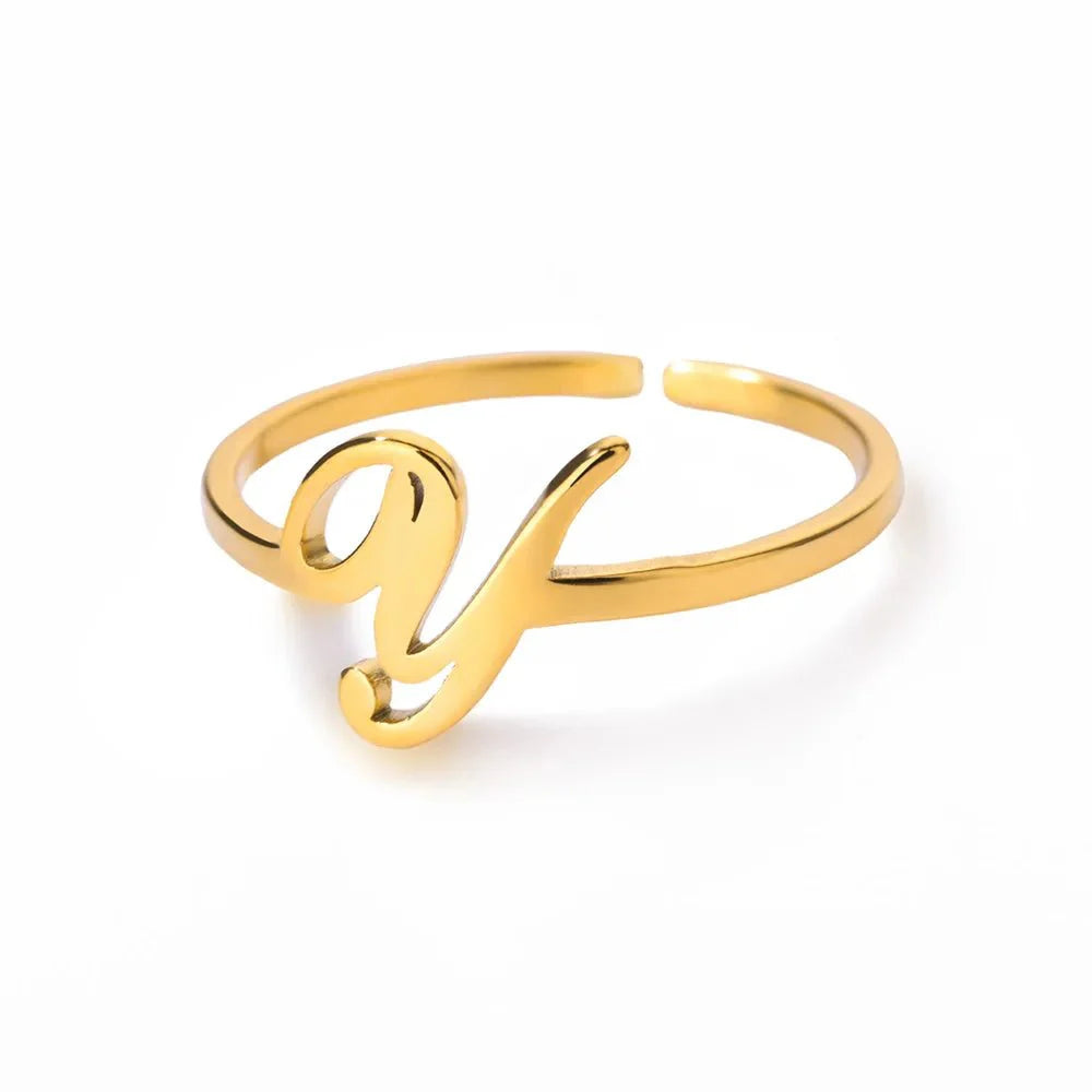 Dainty Adjustable Classy Letter Initial Rings - Aryomi