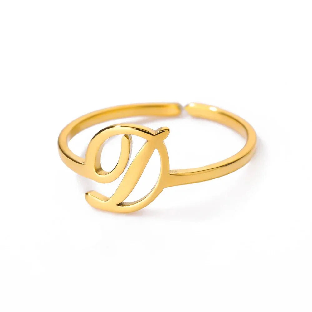 Dainty Adjustable Classy Letter Initial Rings - Aryomi