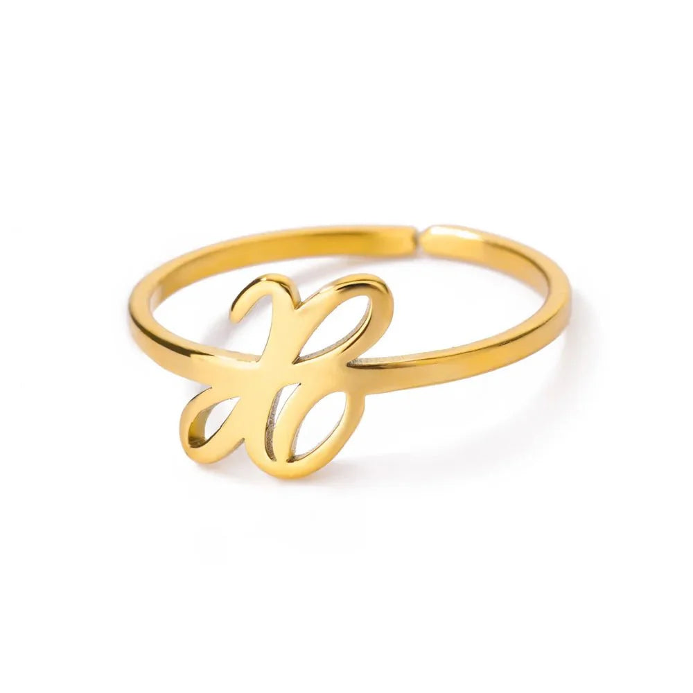 Dainty Adjustable Classy Letter Initial Rings - Aryomi