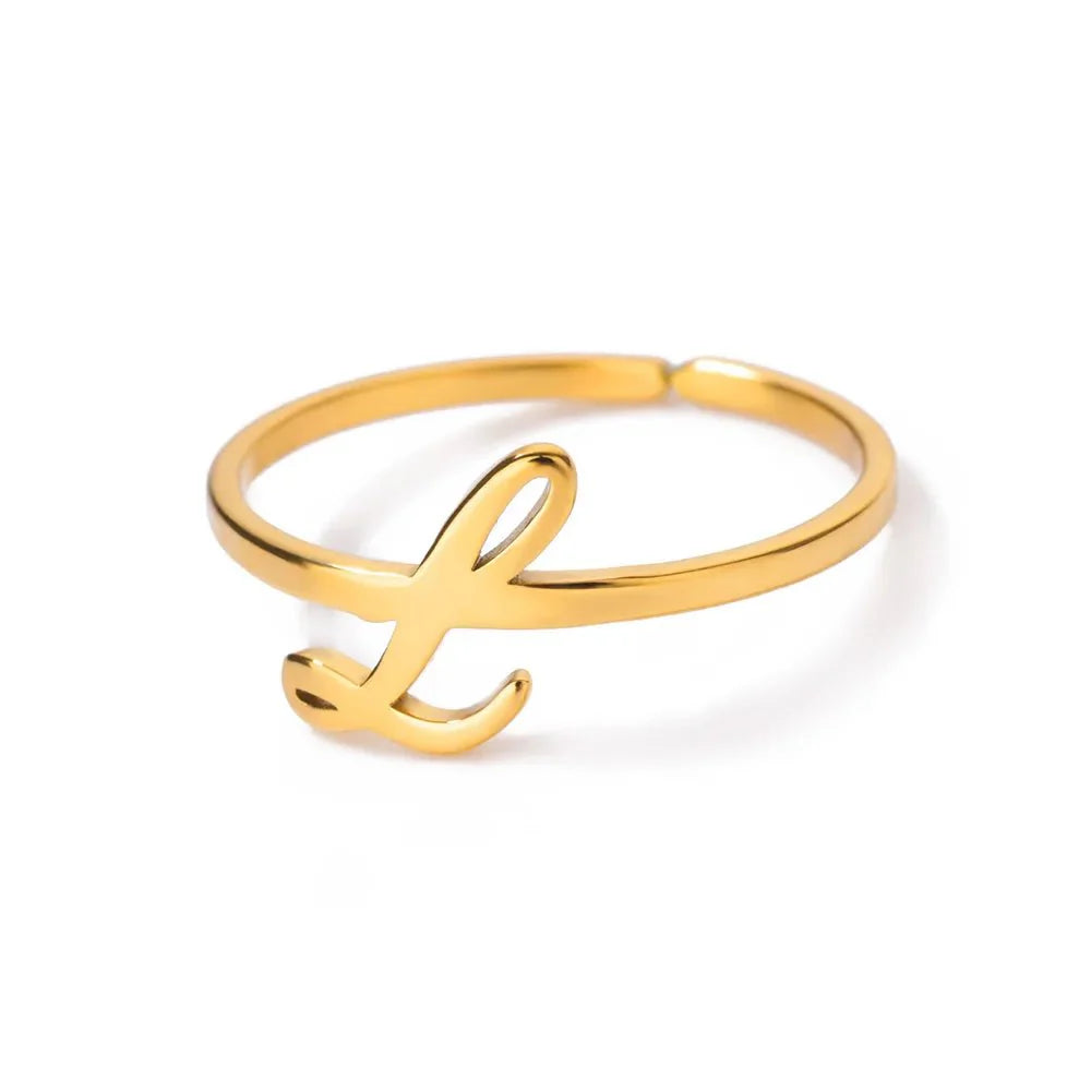 Dainty Adjustable Classy Letter Initial Rings - Aryomi