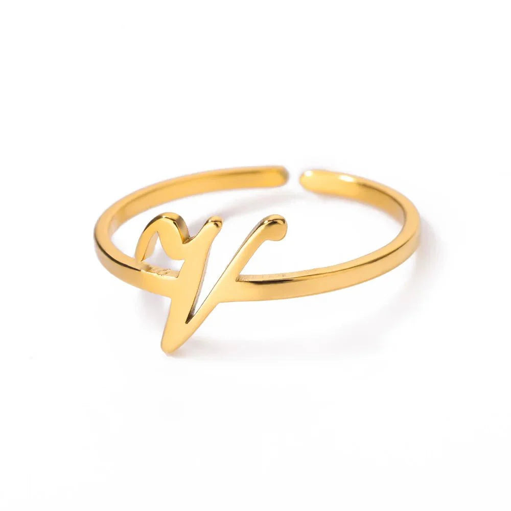 Dainty Adjustable Classy Letter Initial Rings - Aryomi