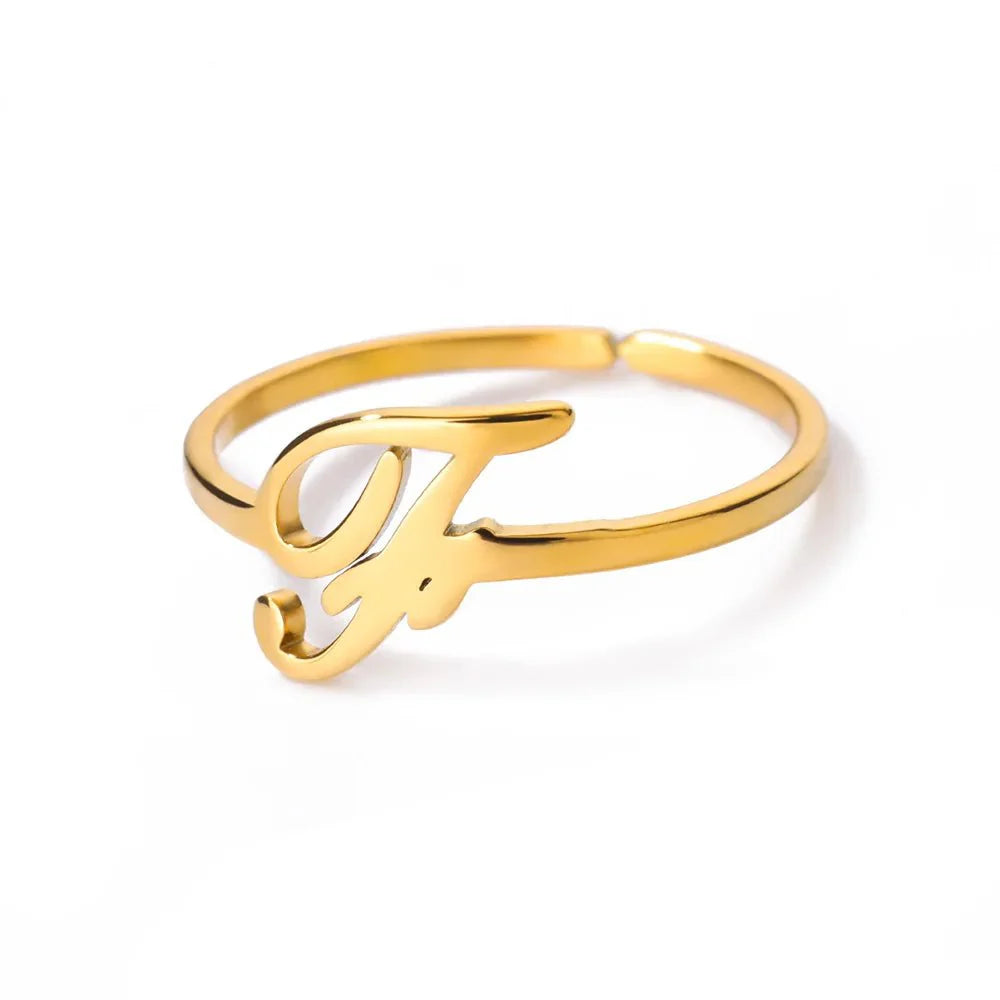 Dainty Adjustable Classy Letter Initial Rings - Aryomi