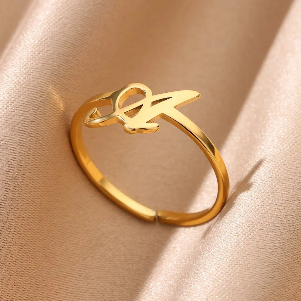 Dainty Adjustable Classy Letter Initial Rings - Aryomi
