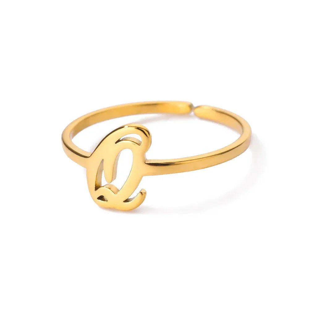 Dainty Adjustable Classy Letter Initial Rings - Aryomi