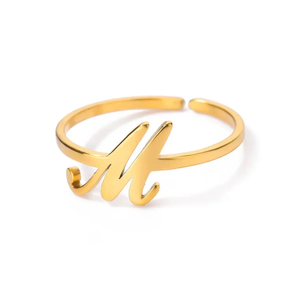 Dainty Adjustable Classy Letter Initial Rings - Aryomi