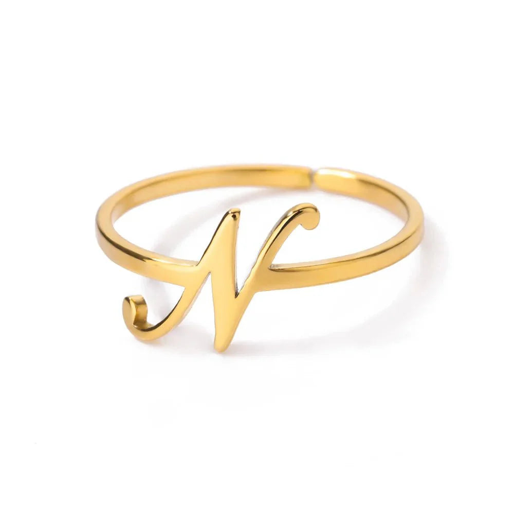 Dainty Adjustable Classy Letter Initial Rings - Aryomi