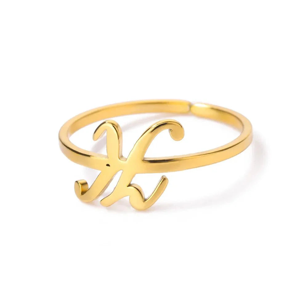Dainty Adjustable Classy Letter Initial Rings - Aryomi