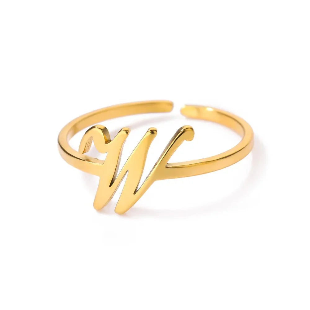 Dainty Adjustable Classy Letter Initial Rings - Aryomi